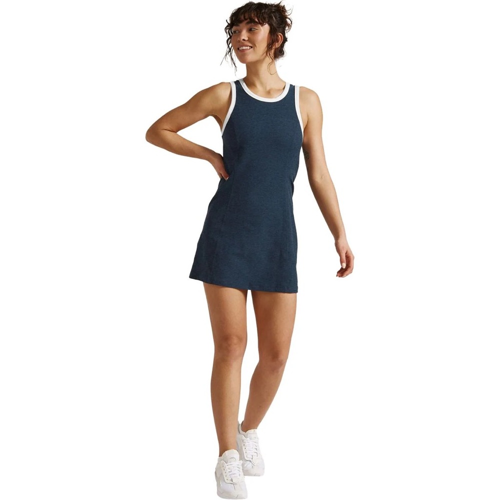 Beyond Yoga Navy Blue Tank Dress with White Trim